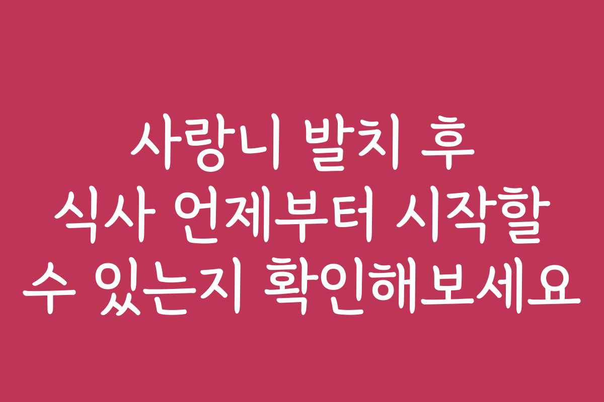 사랑니 발치 후 식사 언제부터 시작할 수 있는지 확인해보세요