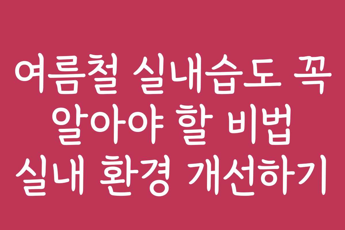 여름철 실내습도 꼭 알아야 할 비법 실내 환경 개선하기