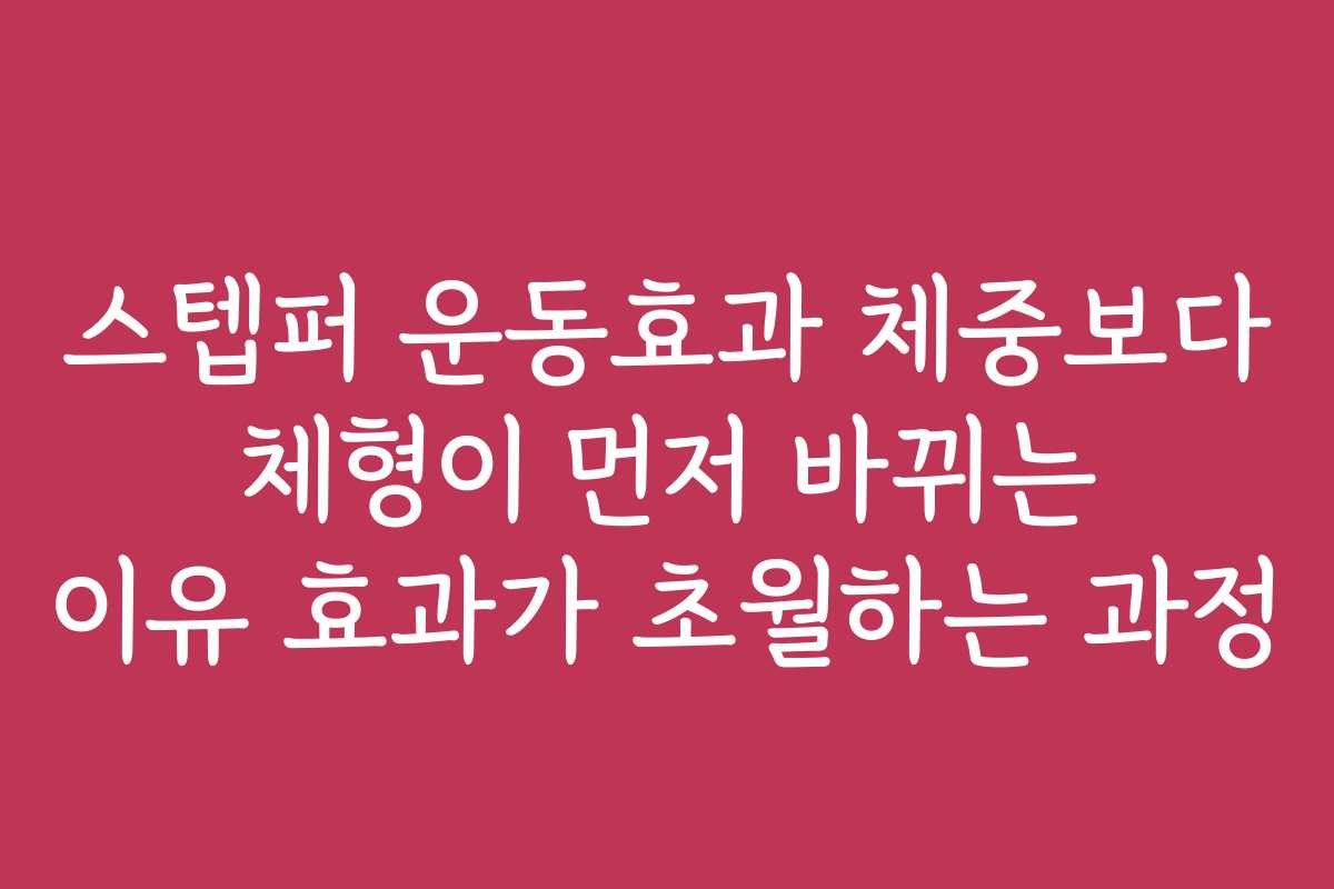 스텝퍼 운동효과 체중보다 체형이 먼저 바뀌는 이유 효과가 초월하는 과정