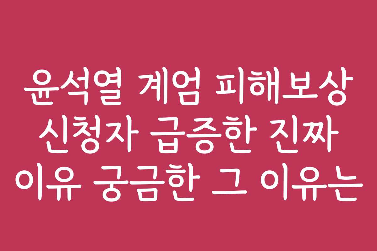 윤석열 계엄 피해보상 신청자 급증한 진짜 이유 궁금한 그 이유는