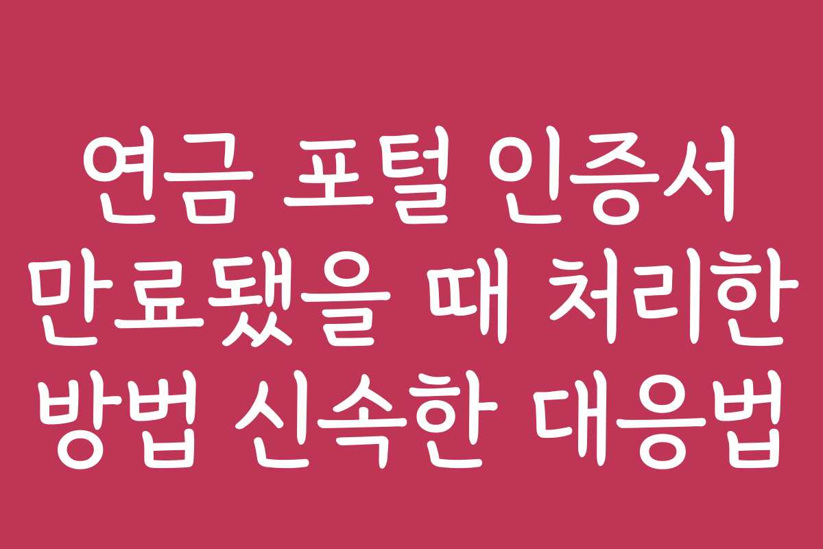 연금 포털 인증서 만료됐을 때 처리한 방법 신속한 대응법