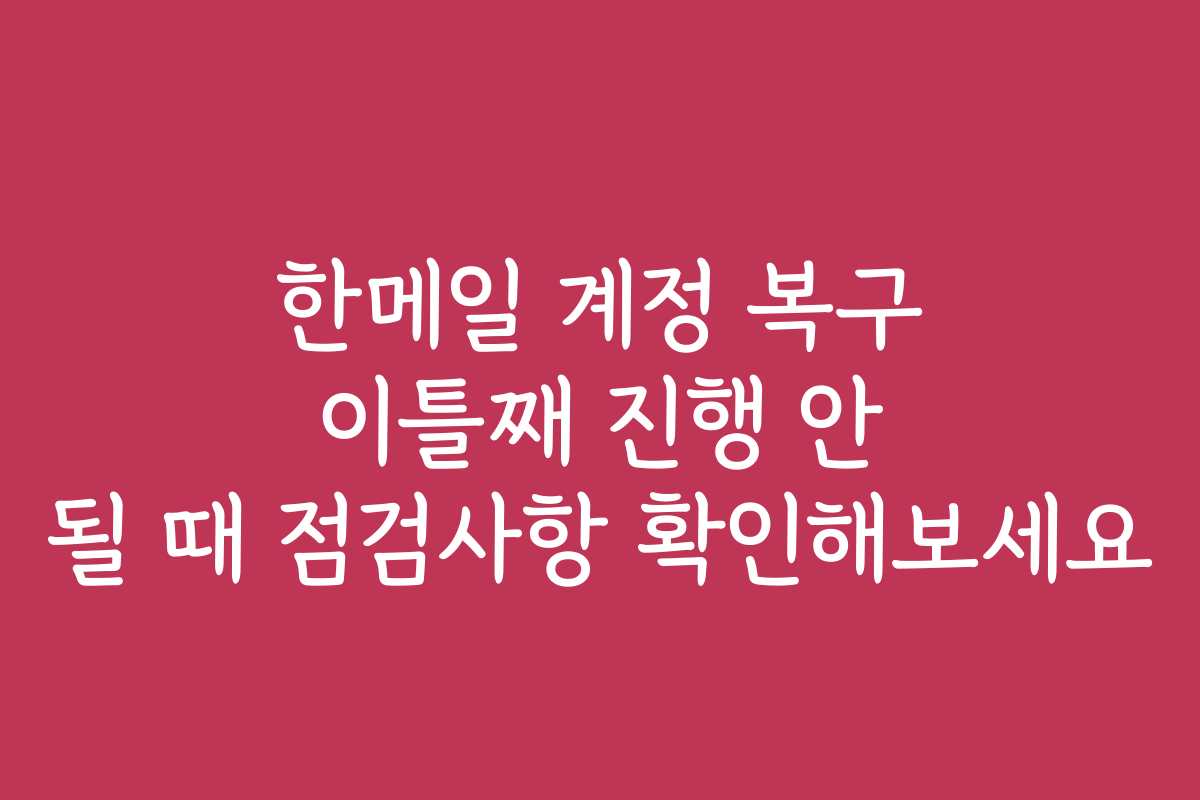 한메일 계정 복구 이틀째 진행 안 될 때 점검사항 확인해보세요