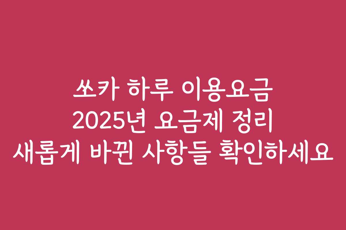 쏘카 하루 이용요금 2025년 요금제 정리 새롭게 바뀐 사항들 확인하세요