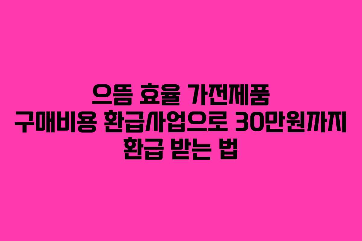 으뜸 효율 가전제품 구매비용 환급사업으로 30만원까지 환급 받는 법