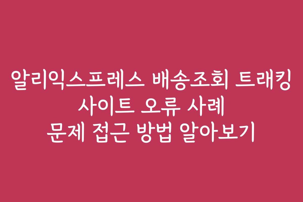 알리익스프레스 배송조회 트래킹 사이트 오류 사례 문제 접근 방법 알아보기