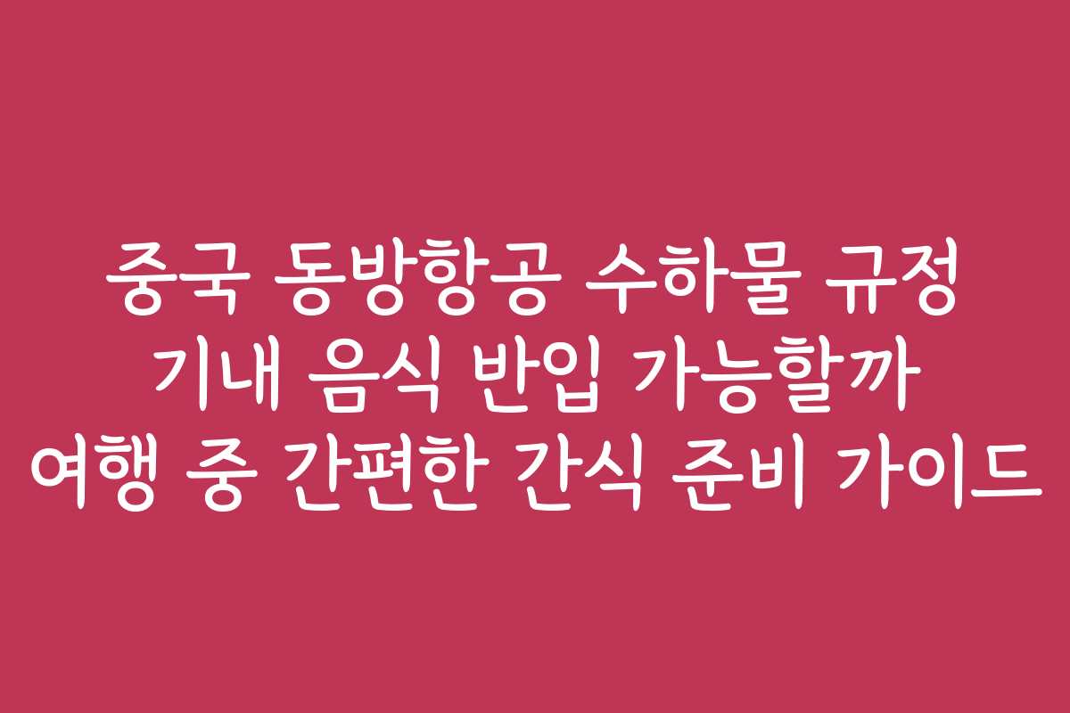 중국 동방항공 수하물 규정 기내 음식 반입 가능할까 여행 중 간편한 간식 준비 가이드