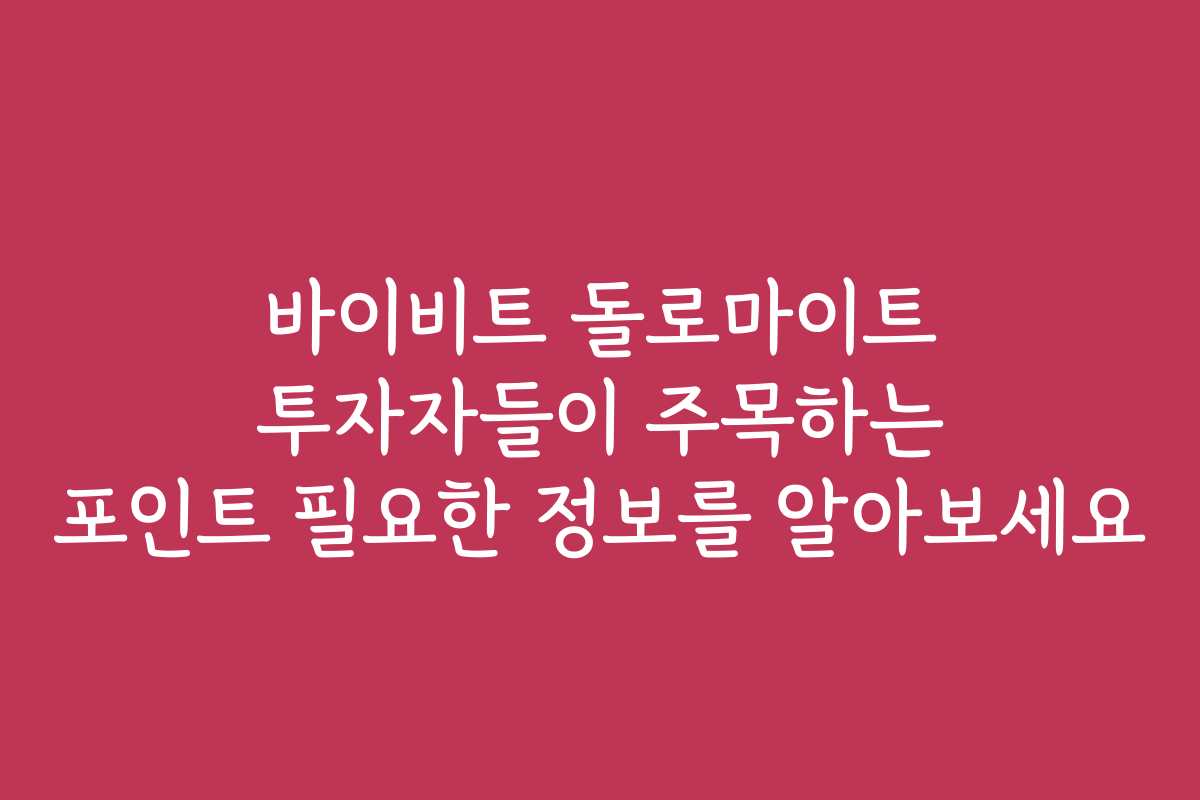 바이비트 돌로마이트 투자자들이 주목하는 포인트 필요한 정보를 알아보세요