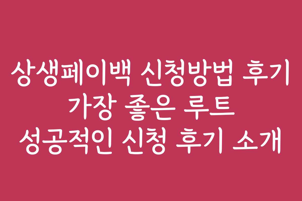 상생페이백 신청방법 후기 가장 좋은 루트 성공적인 신청 후기 소개