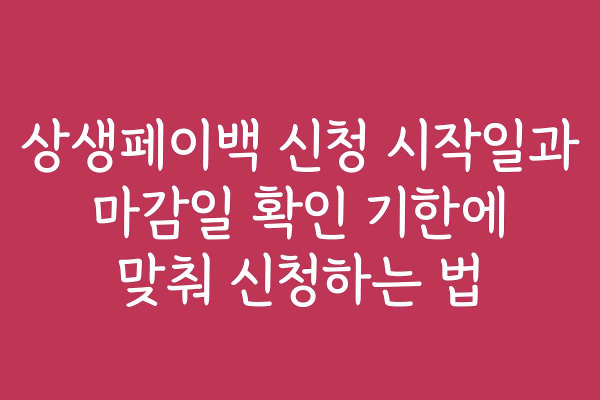상생페이백 신청 시작일과 마감일 확인 기한에 맞춰 신청하는 법