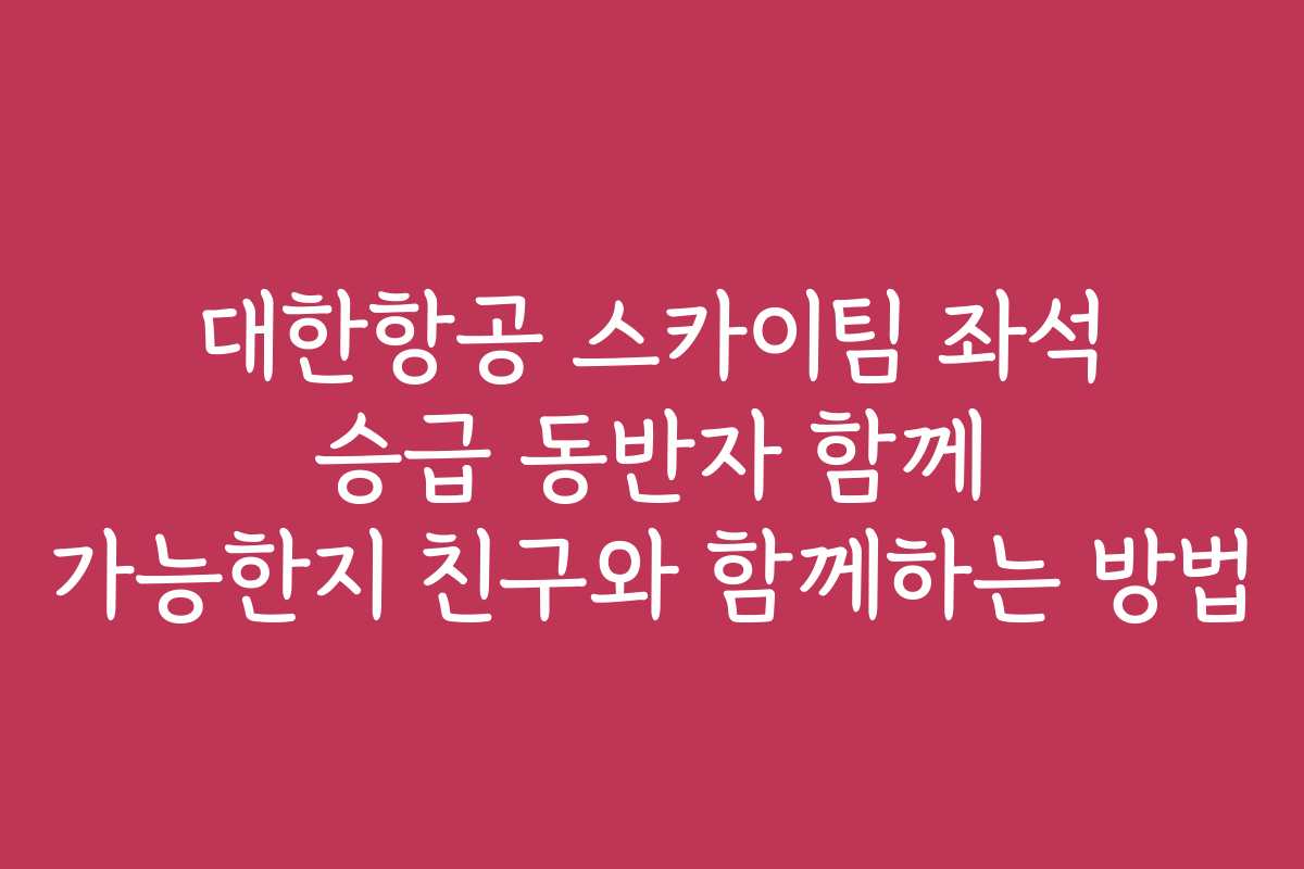 대한항공 스카이팀 좌석 승급 동반자 함께 가능한지 친구와 함께하는 방법