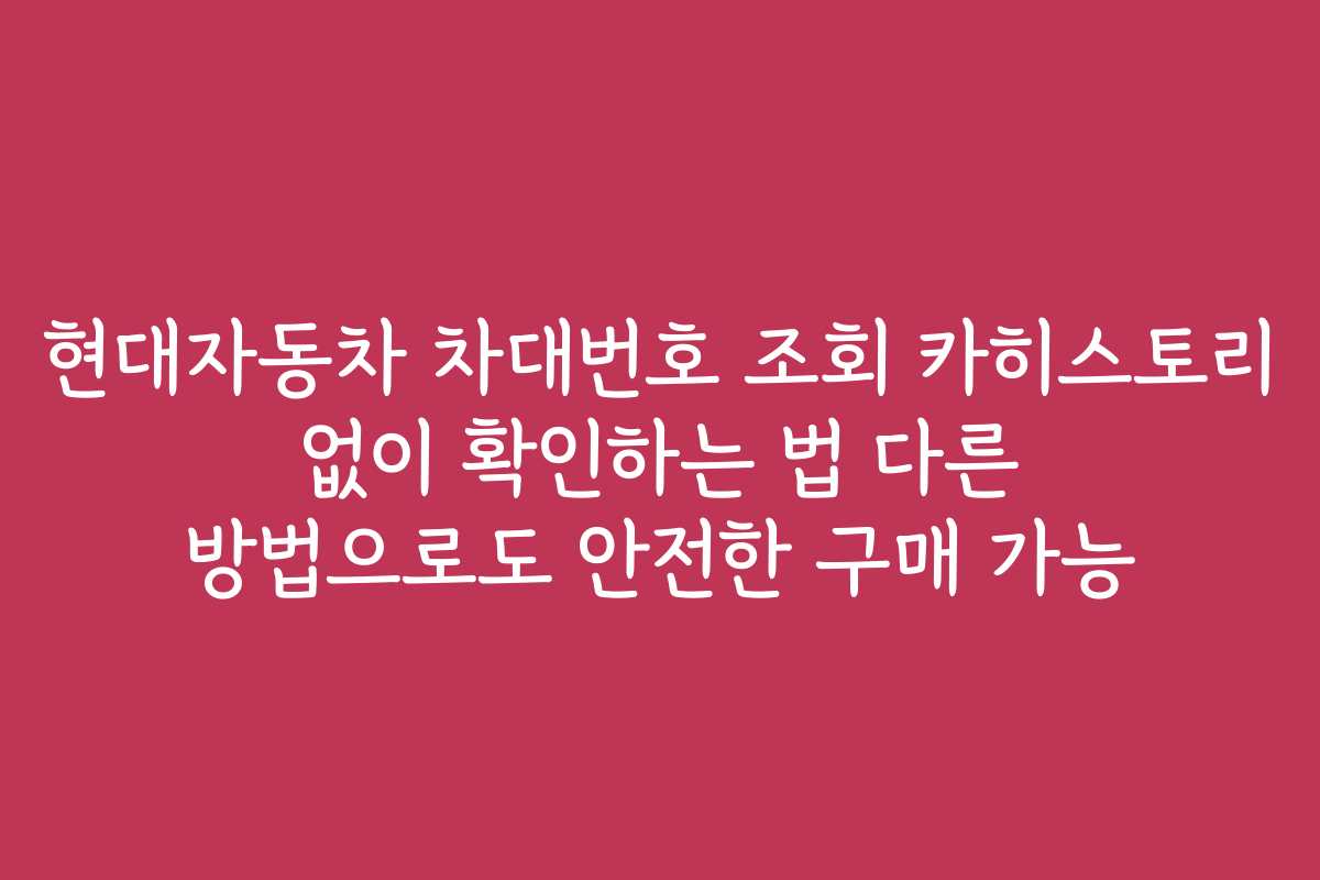 현대자동차 차대번호 조회 카히스토리 없이 확인하는 법 다른 방법으로도 안전한 구매 가능