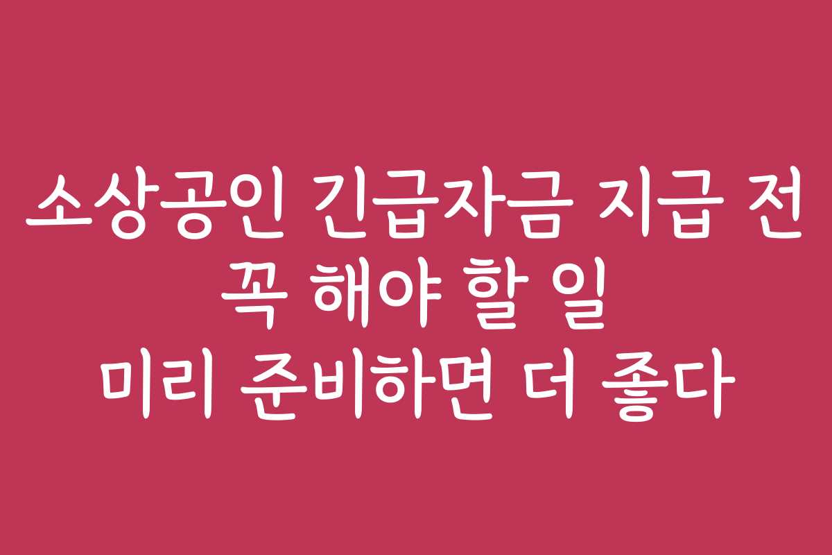 소상공인 긴급자금 지급 전 꼭 해야 할 일 미리 준비하면 더 좋다
