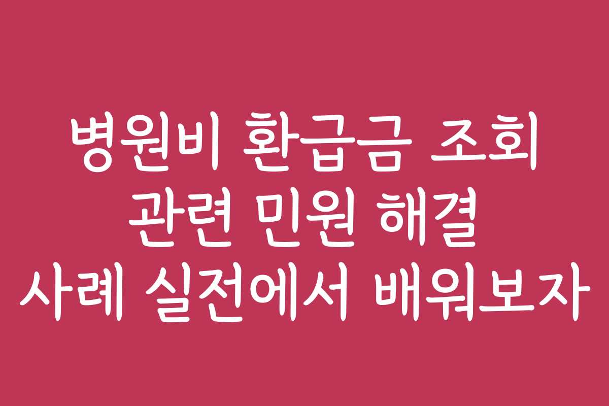 병원비 환급금 조회 관련 민원 해결 사례 실전에서 배워보자