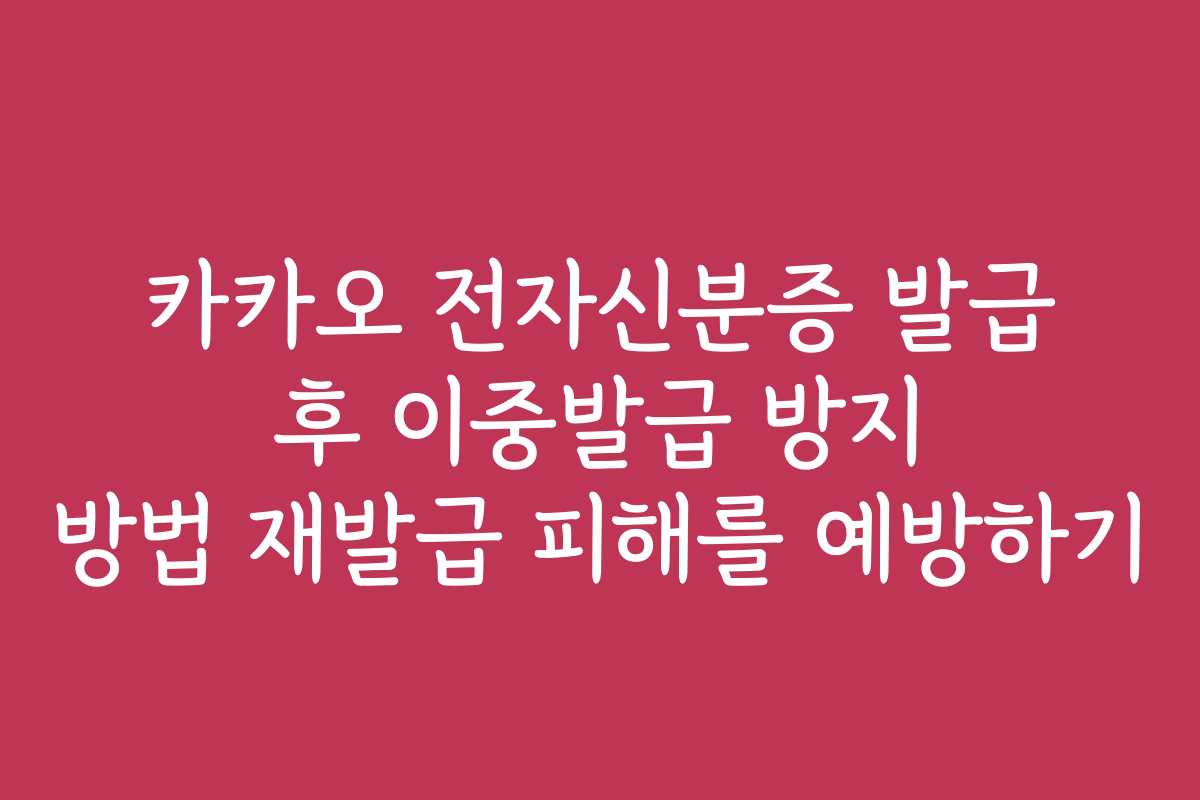 카카오 전자신분증 발급 후 이중발급 방지 방법 재발급 피해를 예방하기