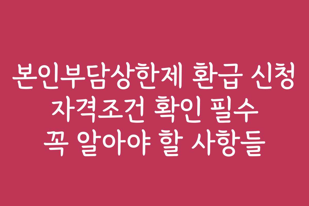 본인부담상한제 환급 신청 자격조건 확인 필수 꼭 알아야 할 사항들