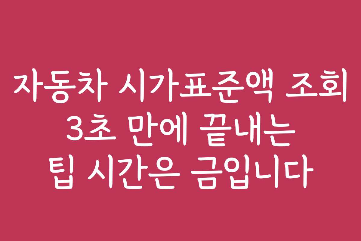 자동차 시가표준액 조회 3초 만에 끝내는 팁 시간은 금입니다