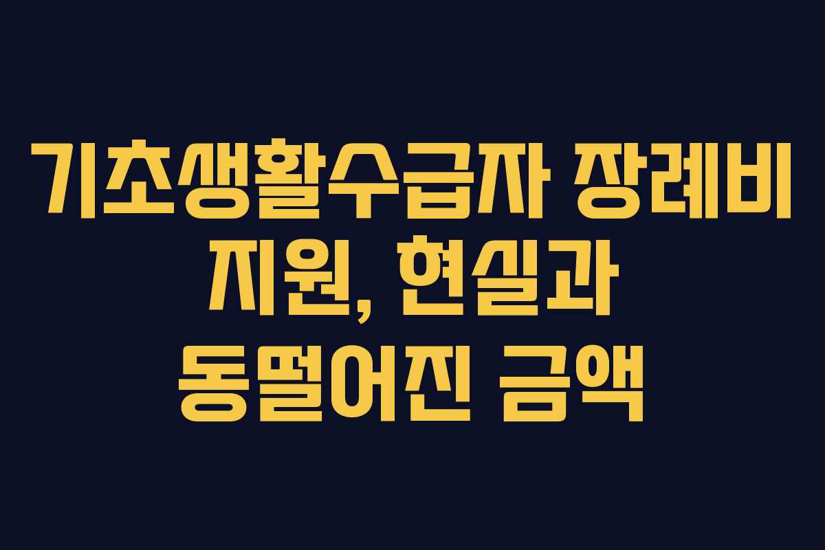 기초생활수급자 장례비 지원, 현실과 동떨어진 금액