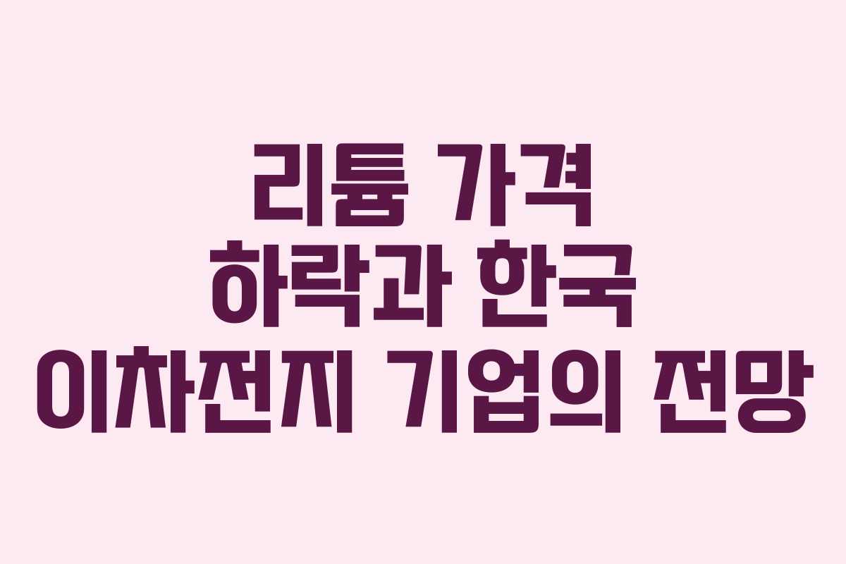 리튬 가격 하락과 한국 이차전지 기업의 전망