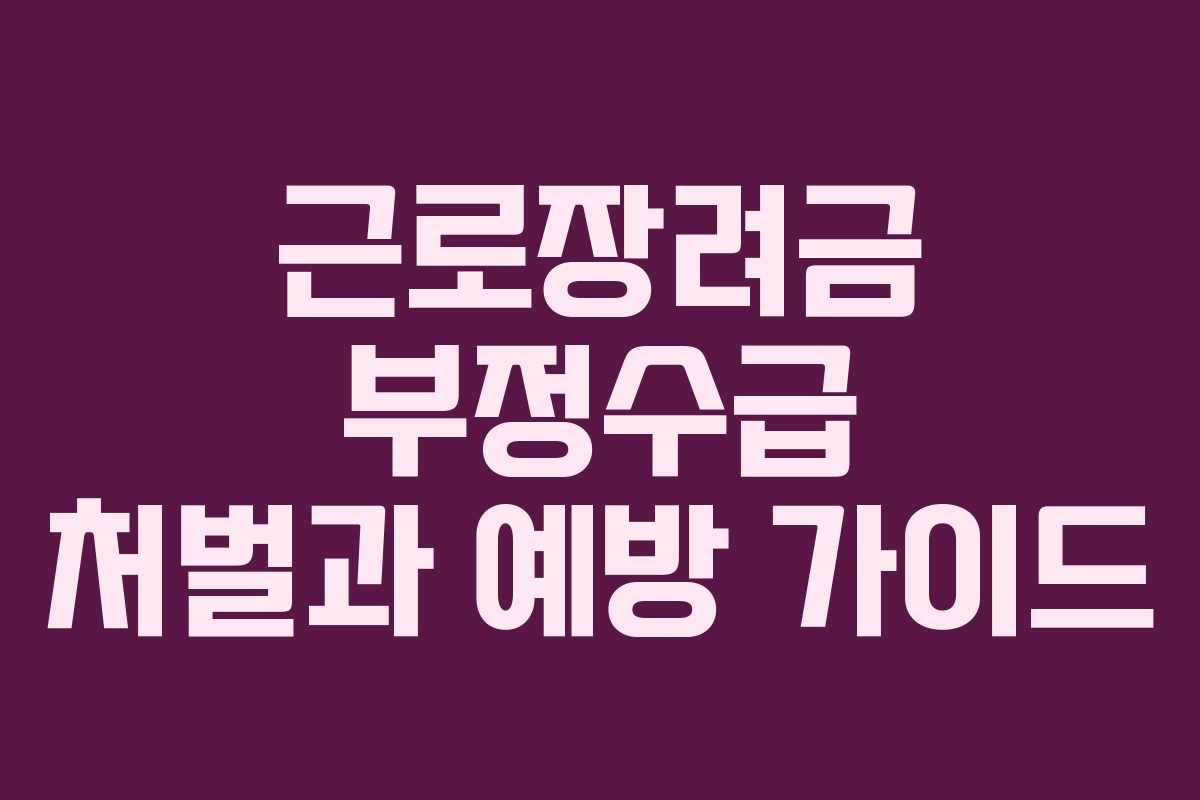 근로장려금 부정수급 처벌과 예방 가이드