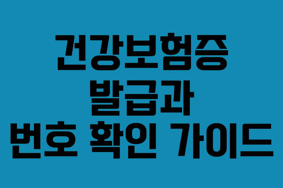 건강보험증 발급과 번호 확인 가이드