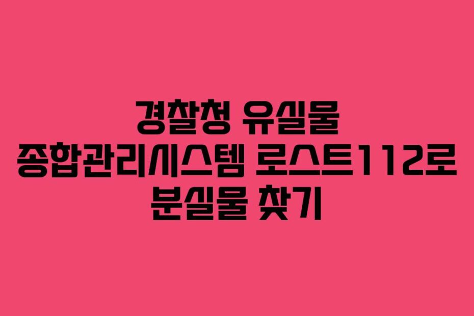 경찰청 유실물 종합관리시스템 로스트112로 분실물 찾기