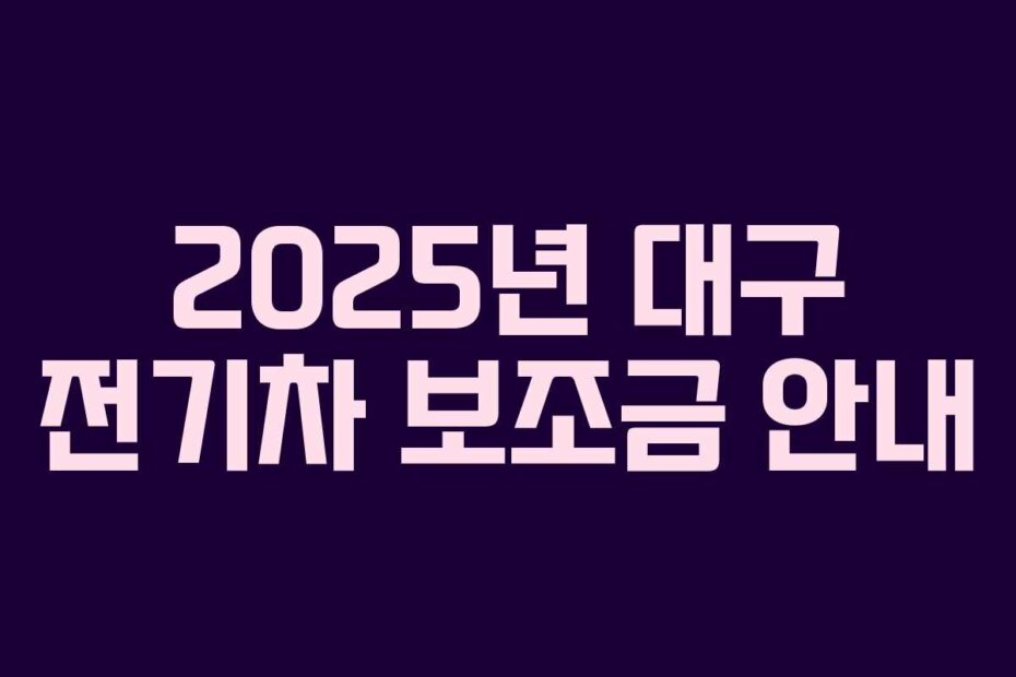 2025년 대구 전기차 보조금 안내