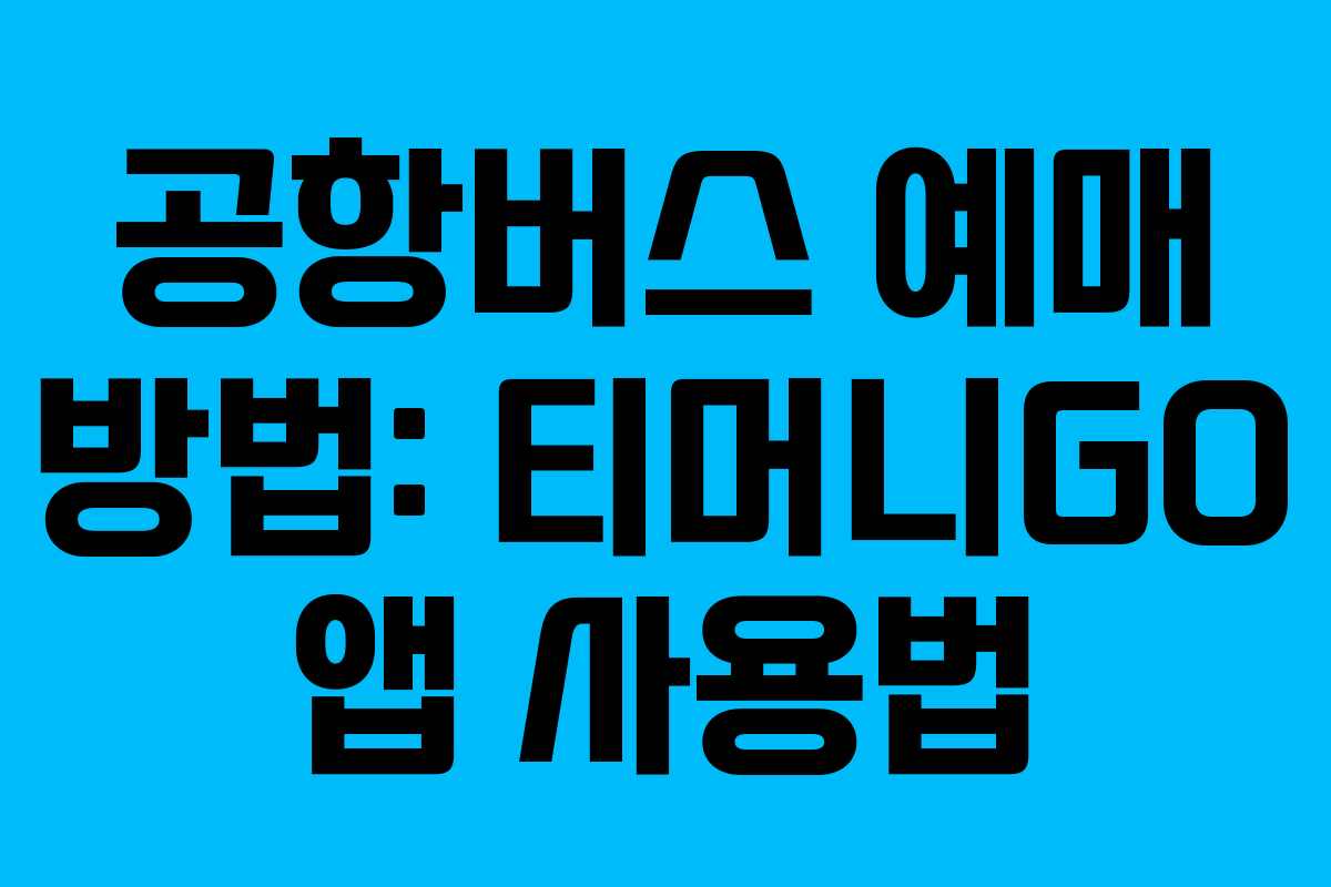 공항버스 예매 방법: 티머니GO 앱 사용법