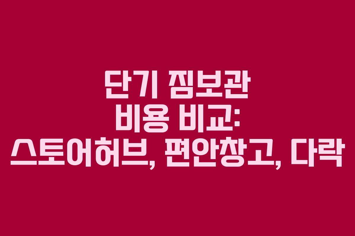 단기 짐보관 비용 비교: 스토어허브, 편안창고, 다락