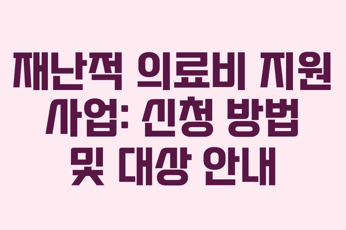 재난적 의료비 지원 사업: 신청 방법 및 대상 안내