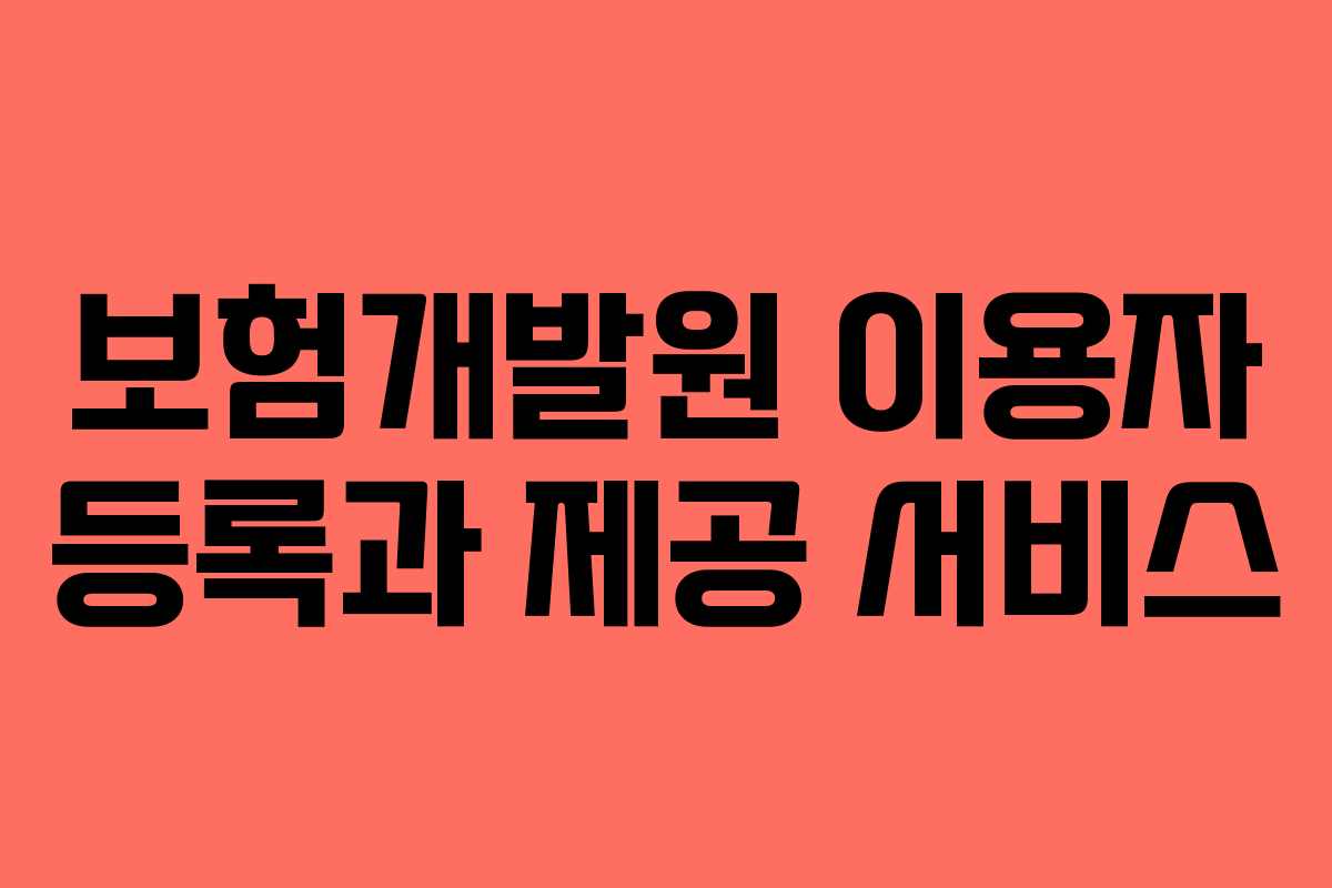보험개발원 이용자 등록과 제공 서비스