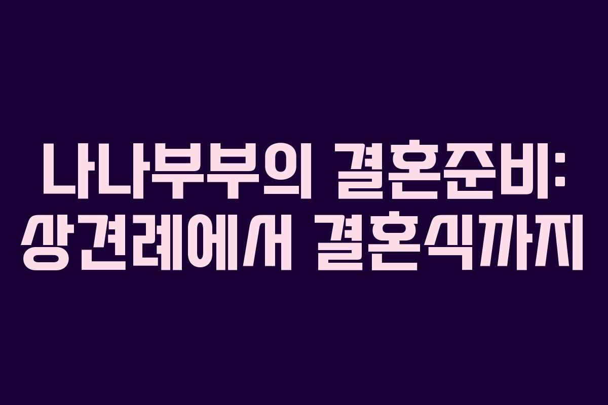 나나부부의 결혼준비: 상견례에서 결혼식까지