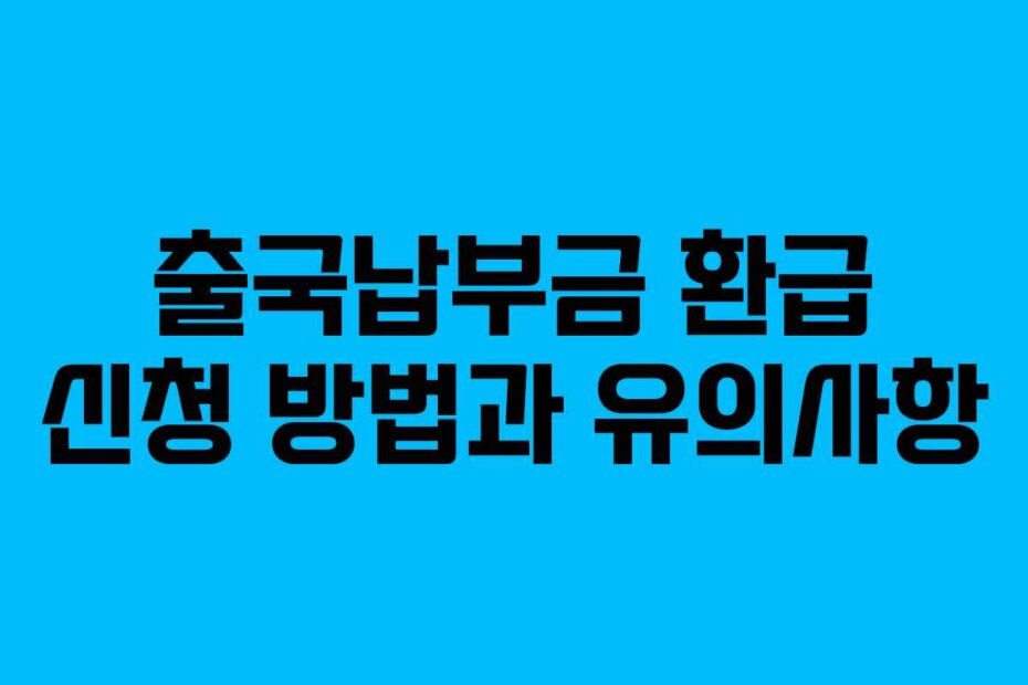 출국납부금 환급 신청 방법과 유의사항
