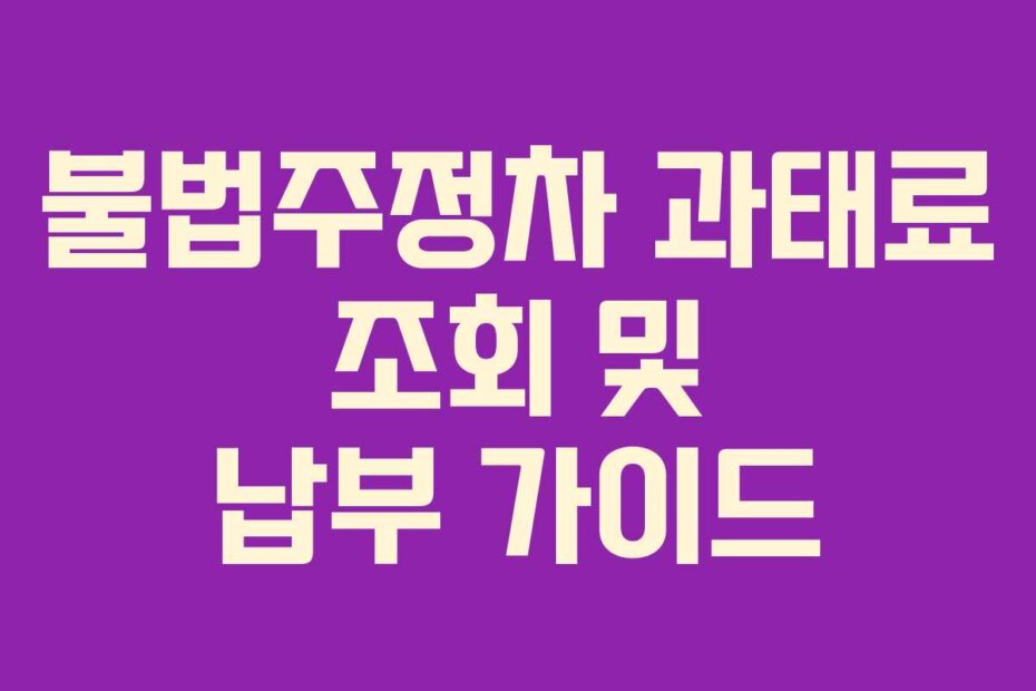 불법주정차 과태료 조회 및 납부 가이드