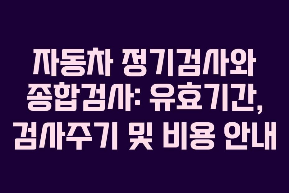 자동차 정기검사와 종합검사: 유효기간, 검사주기 및 비용 안내