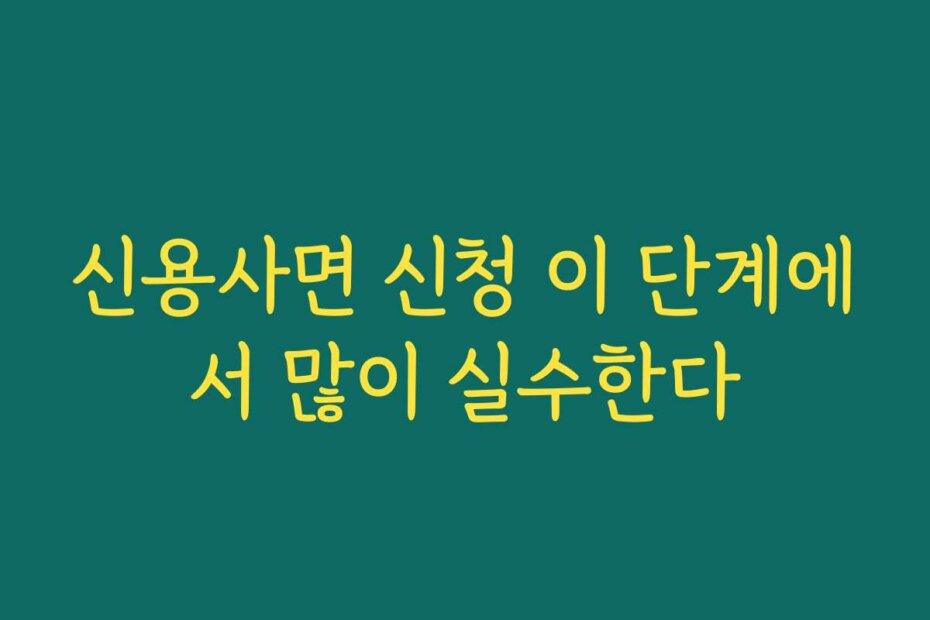 신용사면 신청 이 단계에서 많이 실수한다