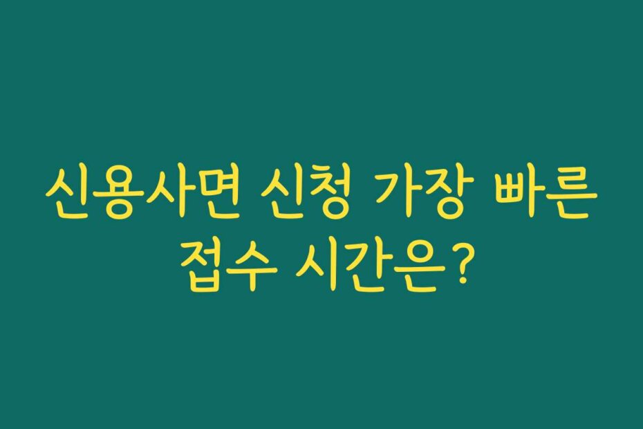 신용사면 신청 가장 빠른 접수 시간은?