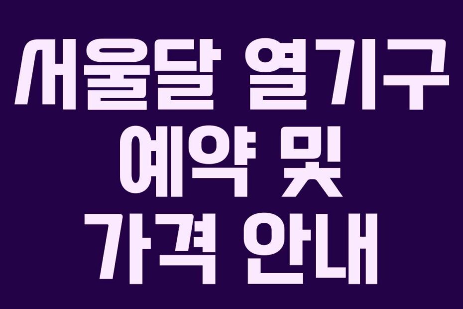 서울달 열기구 예약 및 가격 안내