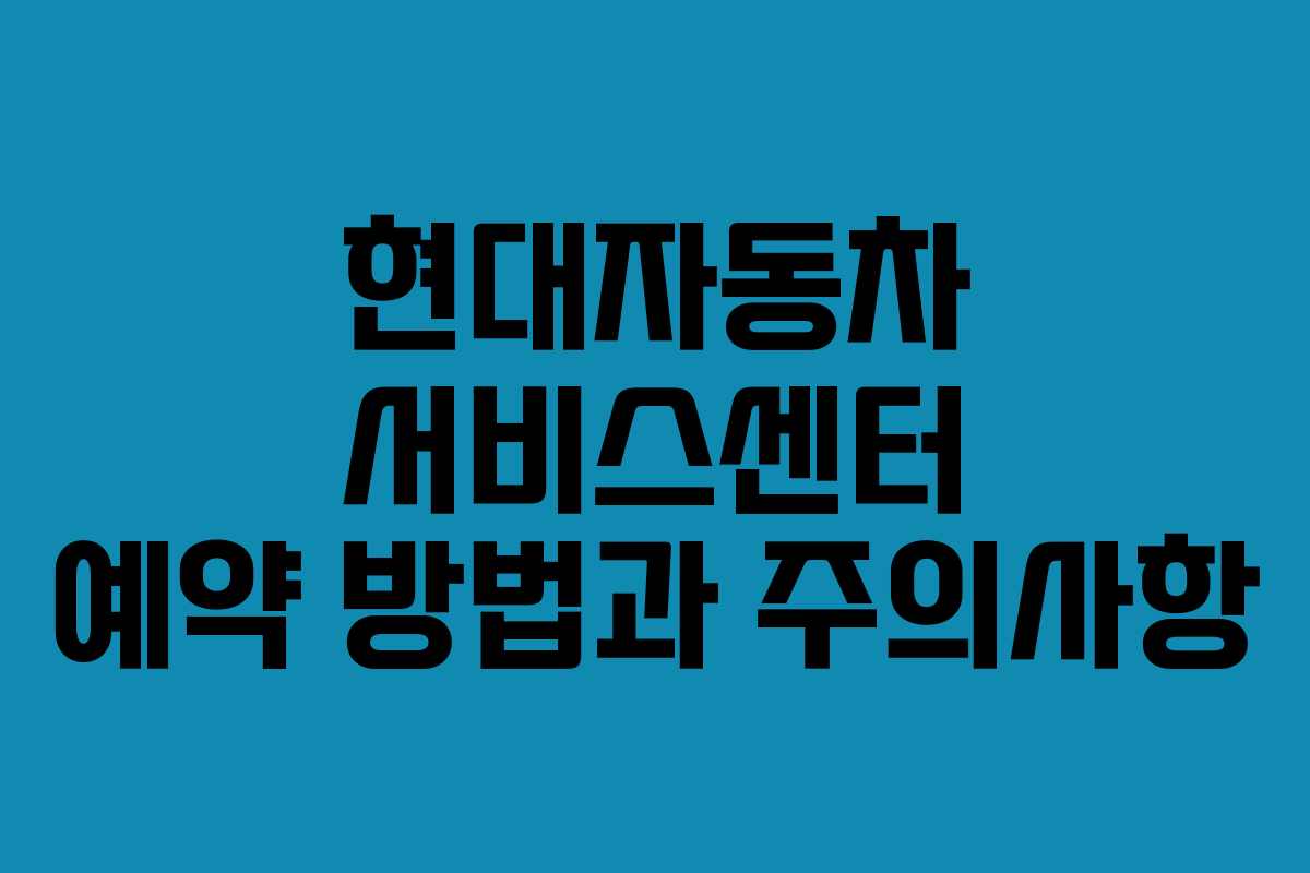현대자동차 서비스센터 예약 방법과 주의사항