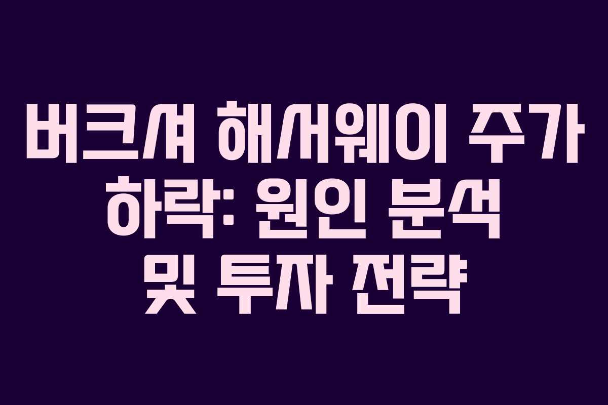 버크셔 해서웨이 주가 하락: 원인 분석 및 투자 전략