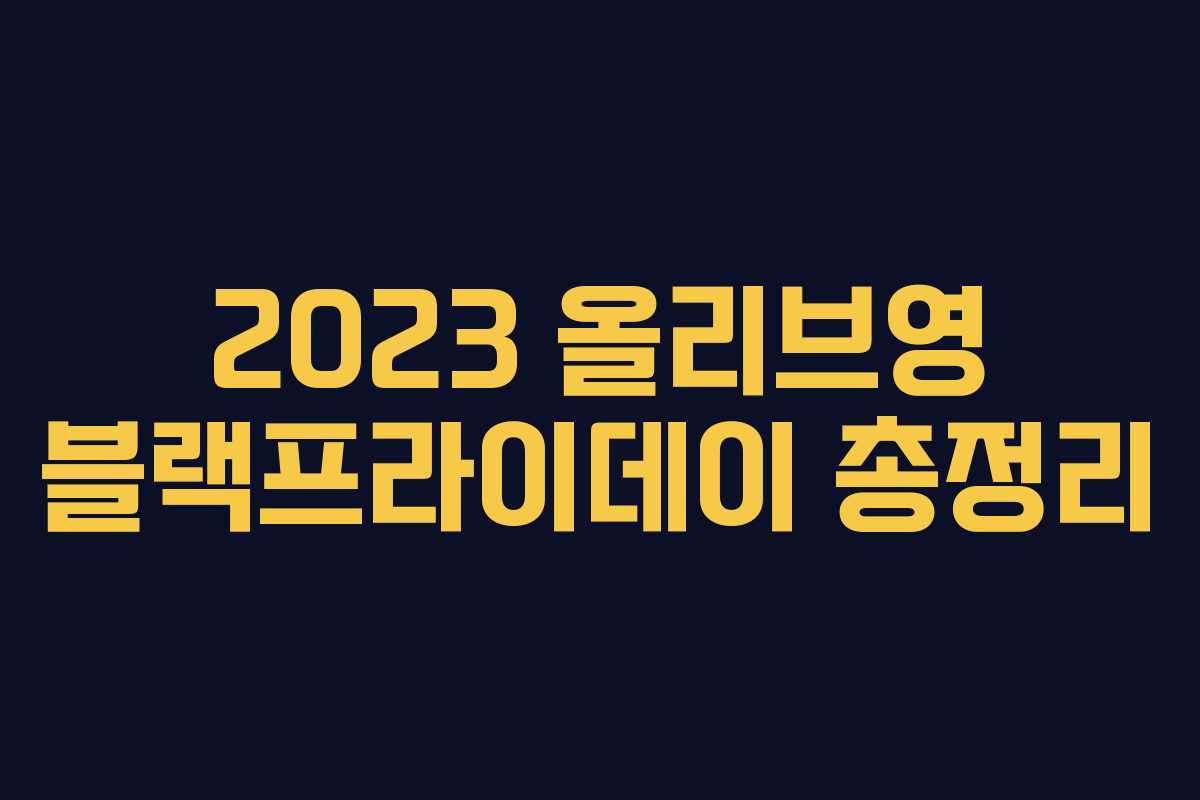 2023 올리브영 블랙프라이데이 총정리