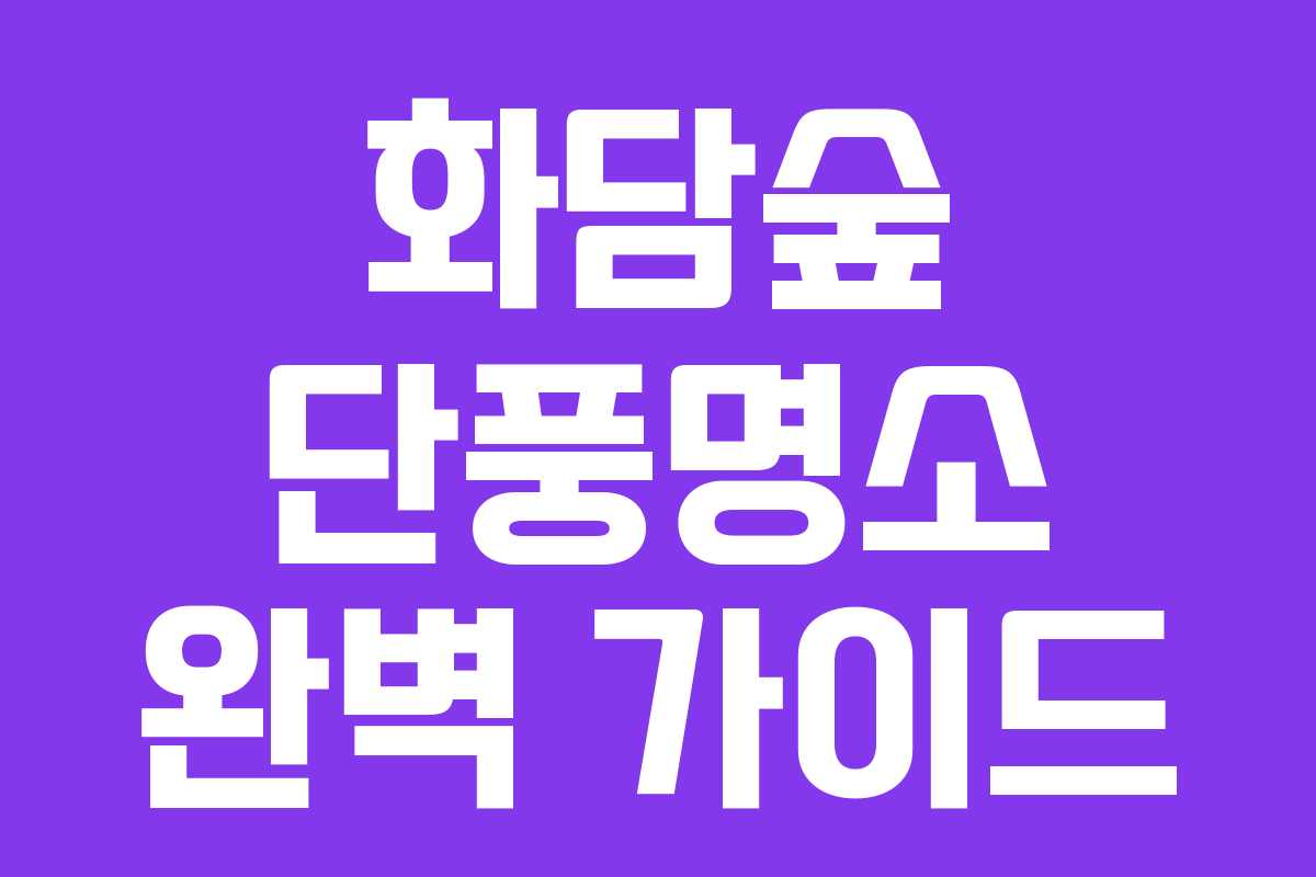 화담숲 단풍명소 완벽 가이드