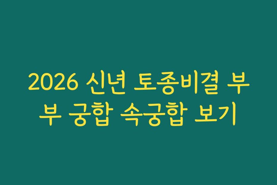2026 신년 토종비결 부부 궁합 속궁합 보기