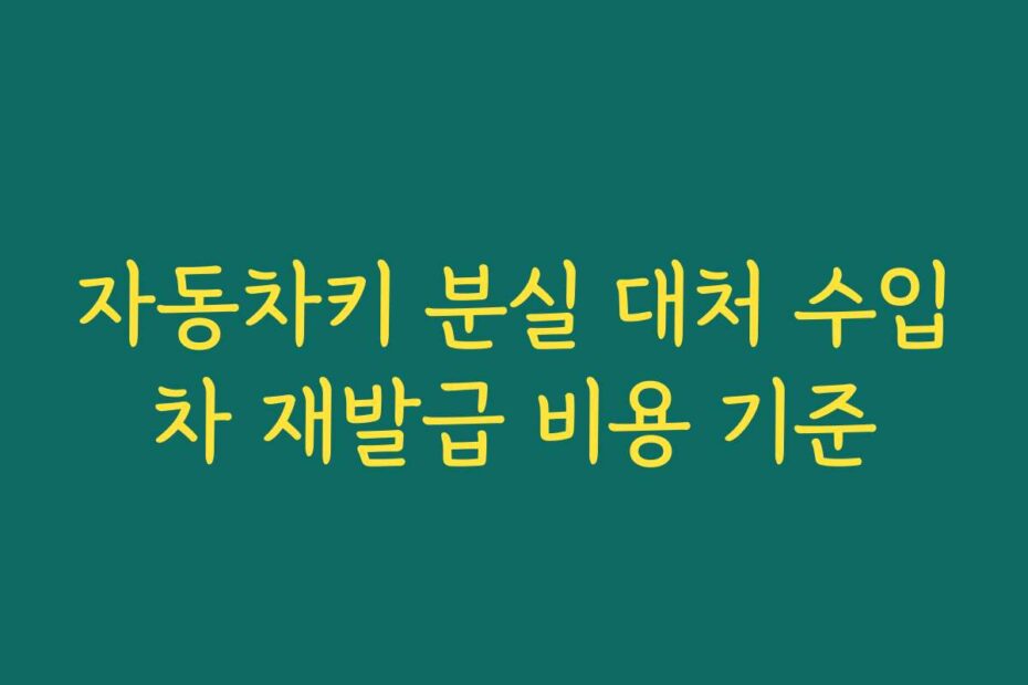 자동차키 분실 대처 수입차 재발급 비용 기준