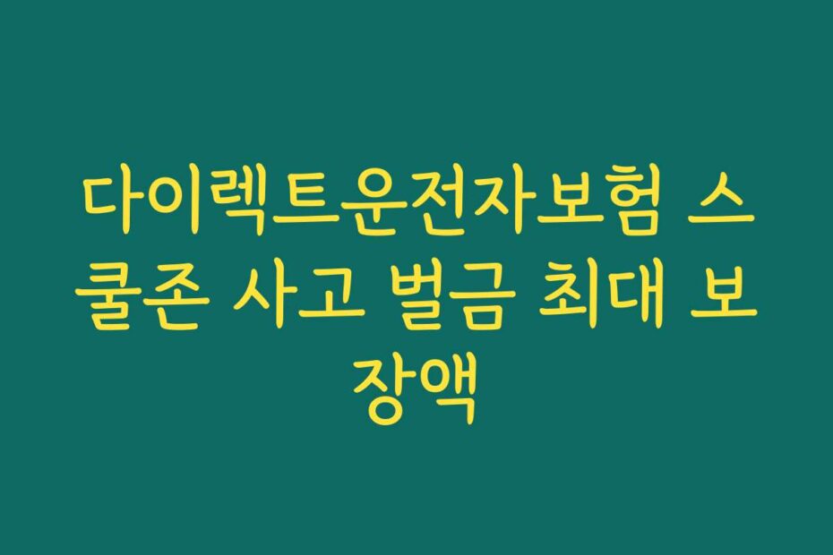 다이렉트운전자보험 스쿨존 사고 벌금 최대 보장액