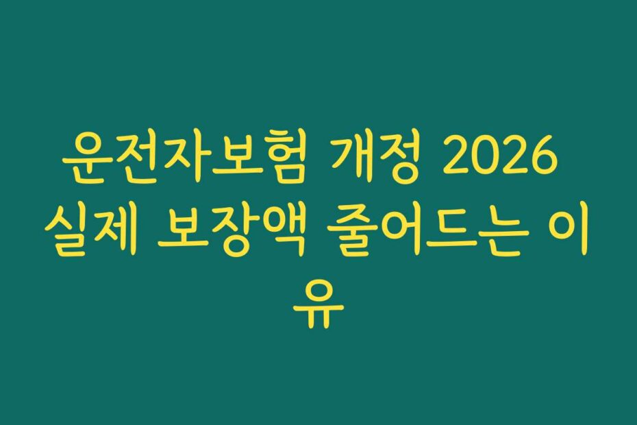운전자보험 개정 2026 실제 보장액 줄어드는 이유