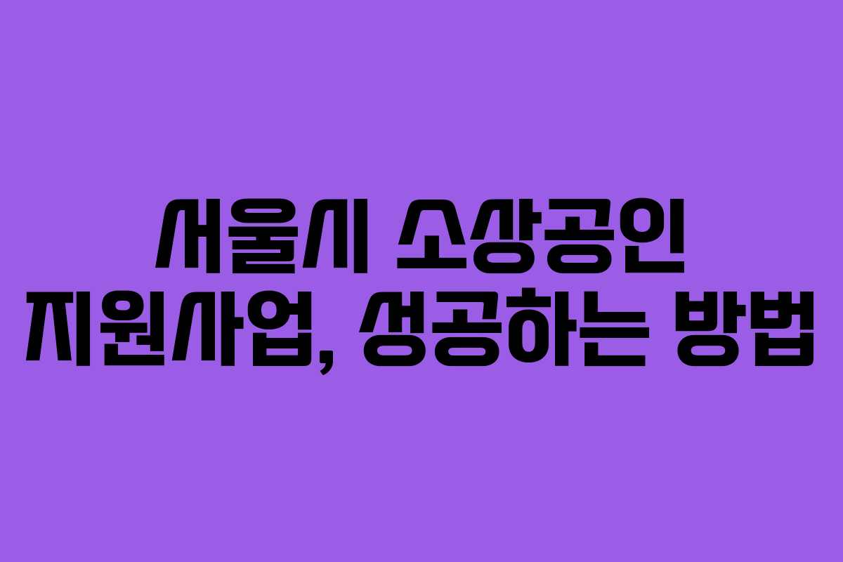 서울시 소상공인 지원사업, 성공하는 방법