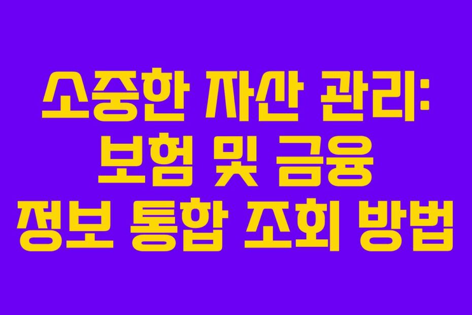 소중한 자산 관리: 보험 및 금융 정보 통합 조회 방법
