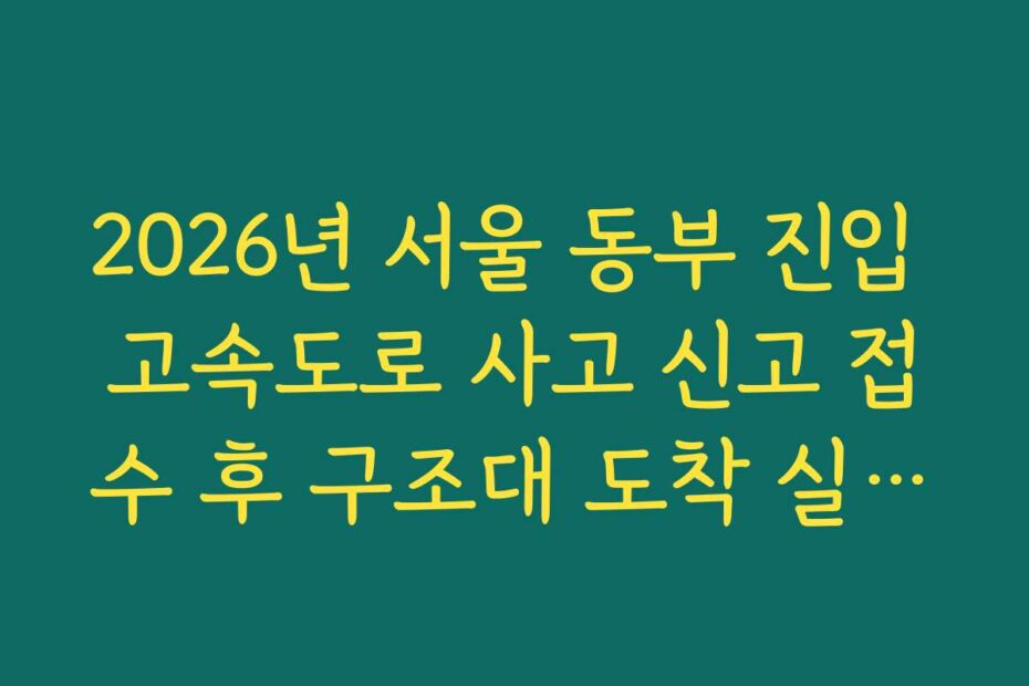2026년 서울 동부 진입 고속도로 사고 신고 접수 후 구조대 도착 실시간 확인