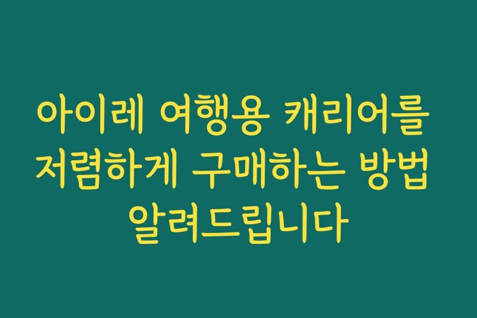 아이레 여행용 캐리어를 저렴하게 구매하는 방법 알려드립니다