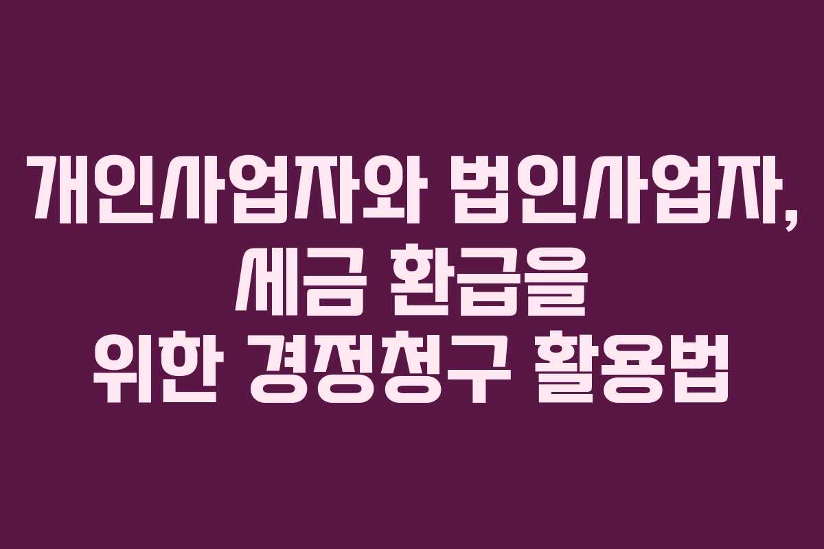 개인사업자와 법인사업자, 세금 환급을 위한 경정청구 활용법